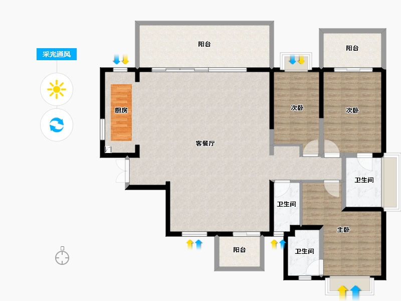 广西壮族自治区-南宁市-凯旋1号上水湾-162.40-户型库-采光通风