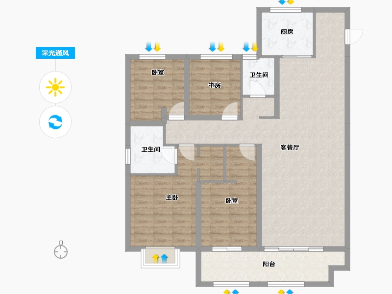 山西省-太原市-太原绿地新里城-120.07-户型库-采光通风