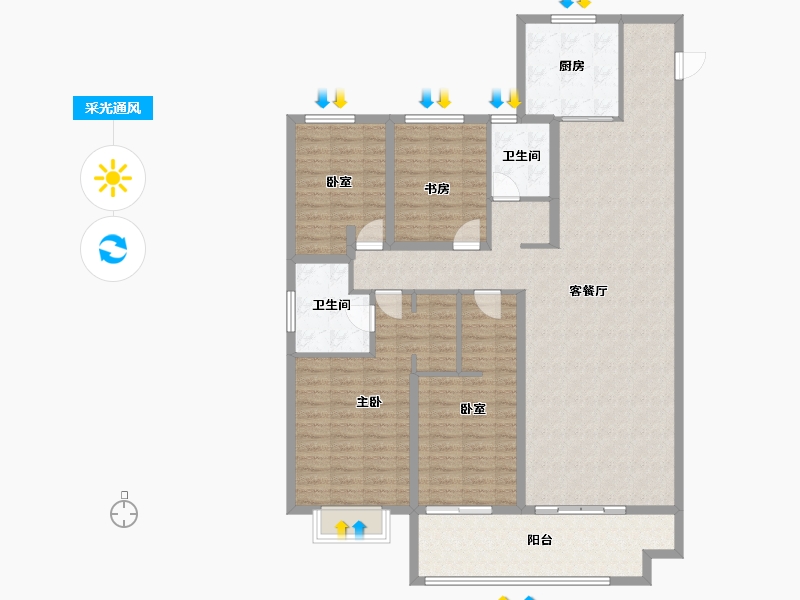 山西省-太原市-太原绿地新里城-144.90-户型库-采光通风