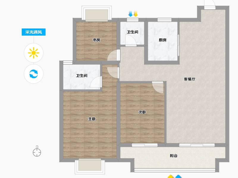 江苏省-常州市-滨江天宸-103.35-户型库-采光通风