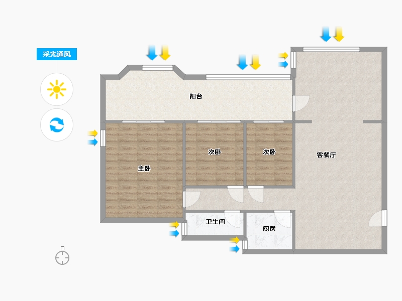 广东省-广州市-锦绣花园-南区-104.30-户型库-采光通风