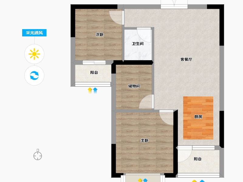 广西壮族自治区-南宁市-振宁星光广场-59.46-户型库-采光通风