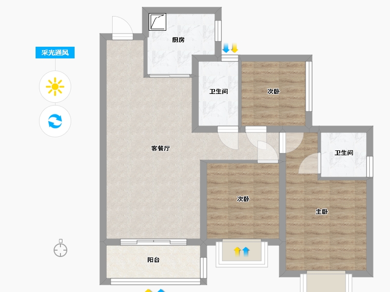 四川省-内江市-清溪樾-80.00-户型库-采光通风