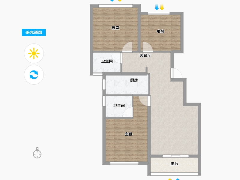 浙江省-杭州市-平峰晓庐-88.80-户型库-采光通风