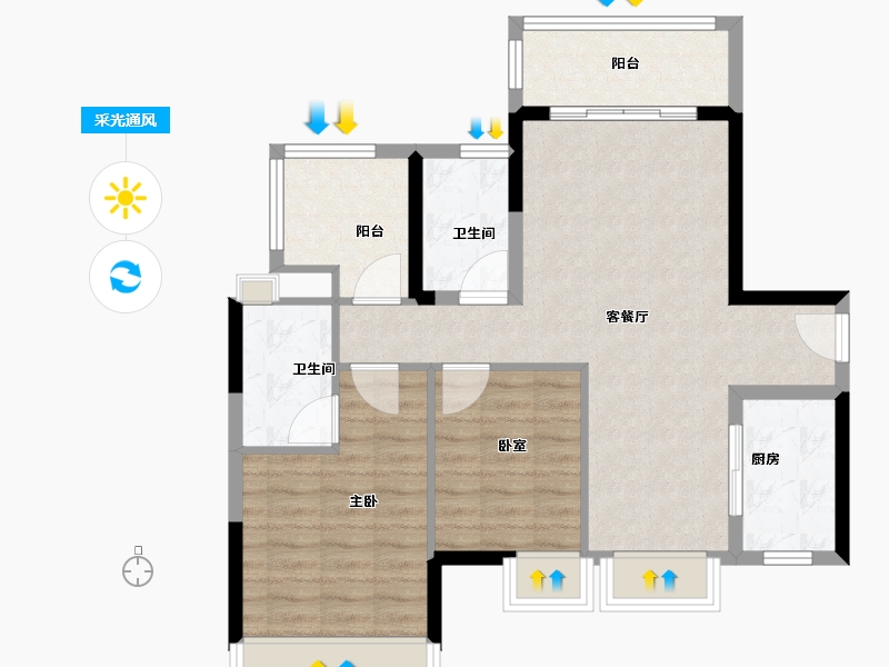 广东省-佛山市-保利紫山-80.00-户型库-采光通风