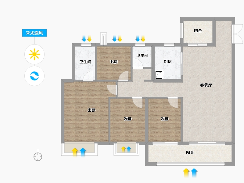 湖南省-长沙市-金地兰亭樾-108.00-户型库-采光通风