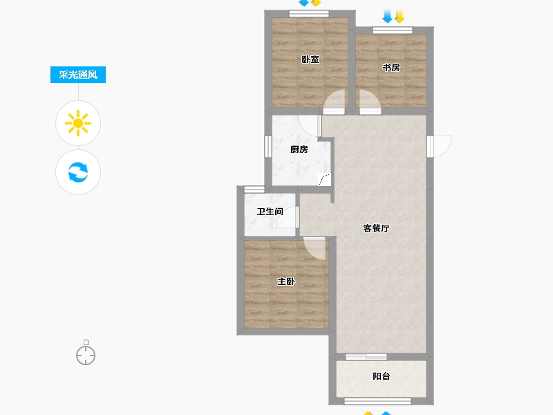 山西省-太原市-融信·时光之城-69.35-户型库-采光通风