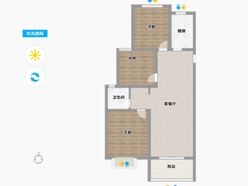 江苏省-常州市-滨江天宸-91.36-户型库-采光通风