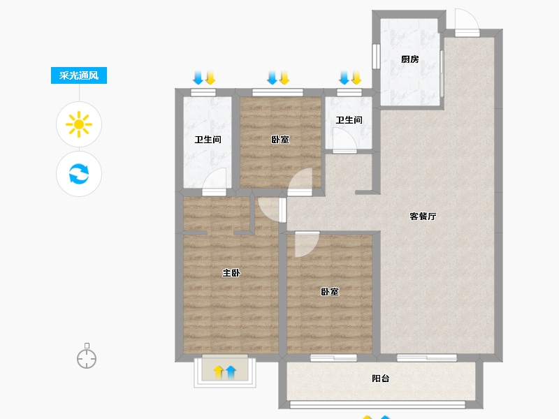 山西省-太原市-太原绿地新里城-93.48-户型库-采光通风