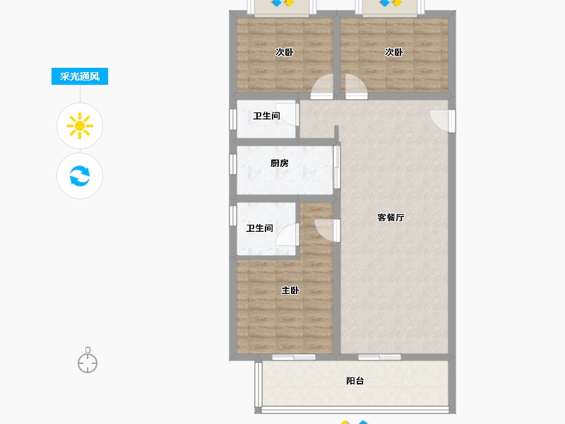 江苏省-常州市-熙悦府-90.83-户型库-采光通风