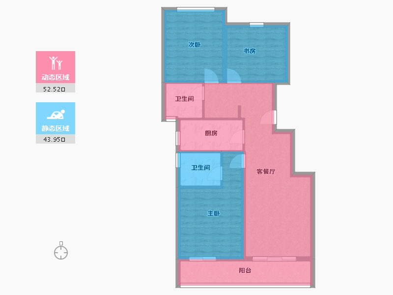 浙江省-杭州市-平峰晓庐-86.40-户型库-动静分区