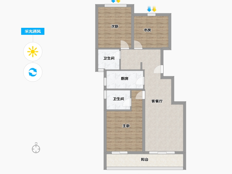 浙江省-杭州市-平峰晓庐-86.40-户型库-采光通风