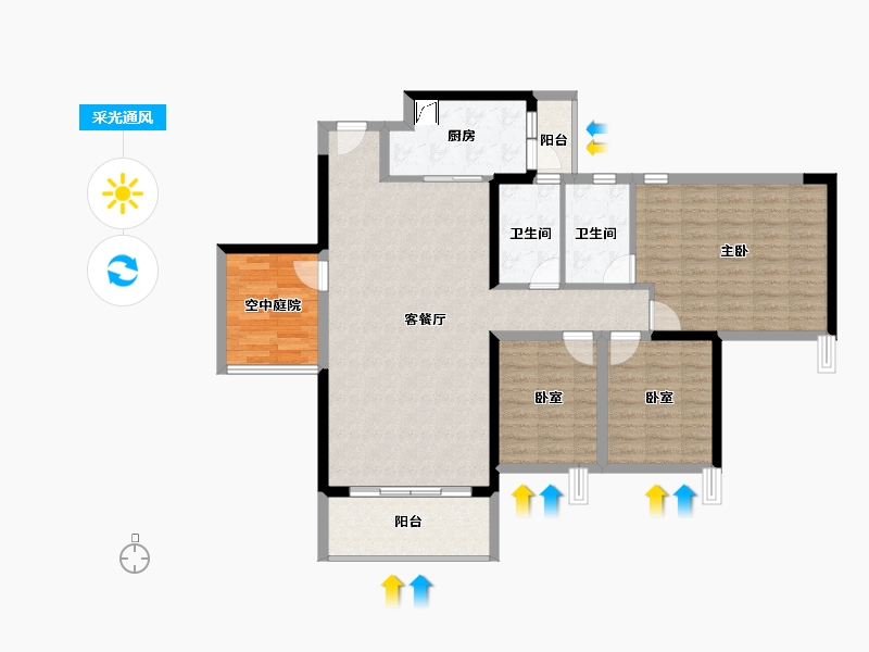 广东省-佛山市-三水冠军城-111.83-户型库-采光通风