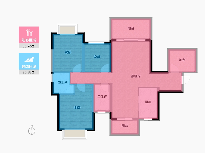 广西壮族自治区-南宁市-南宁锦樾府-90.65-户型库-动静分区