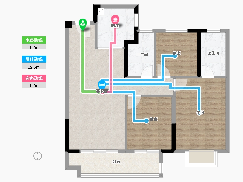 浙江省-杭州市-中粮·建发·祥云悦府-76.80-户型库-动静线