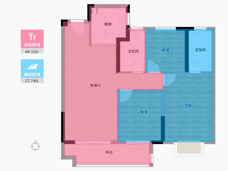 浙江省-杭州市-中粮·建发·祥云悦府-76.80-户型库-动静分区