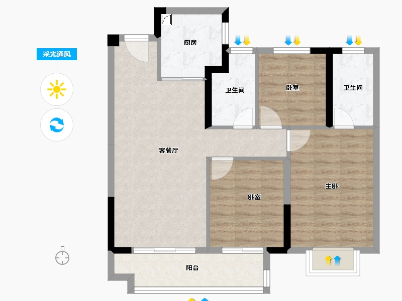 浙江省-杭州市-中粮·建发·祥云悦府-76.80-户型库-采光通风