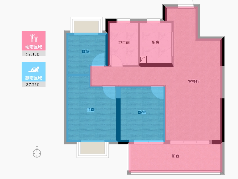 浙江省-杭州市-华侨城万科世纪水岸-71.20-户型库-动静分区