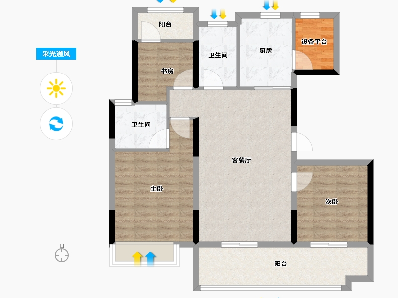 安徽省-六安市-绿地未来城-92.00-户型库-采光通风