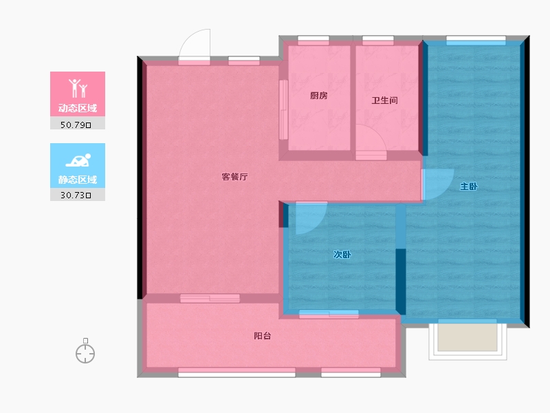 安徽省-六安市-绿地未来城-72.80-户型库-动静分区