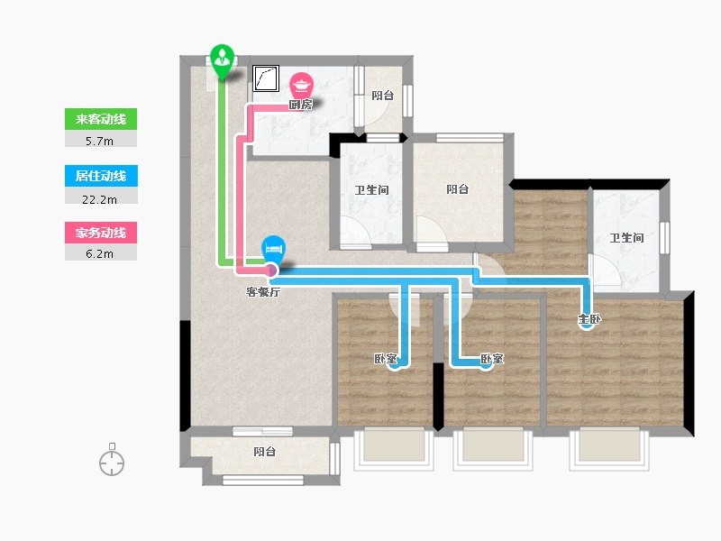 广东省-广州市-合景朗悦公馆-86.58-户型库-动静线