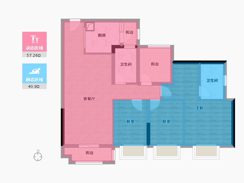 广东省-广州市-合景朗悦公馆-86.58-户型库-动静分区