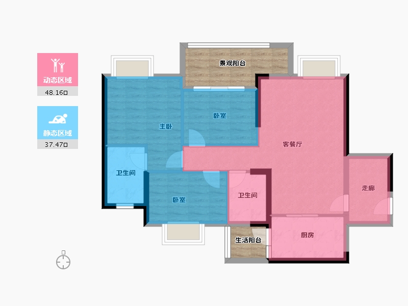 广东省-广州市-时代珑星-87.41-户型库-动静分区