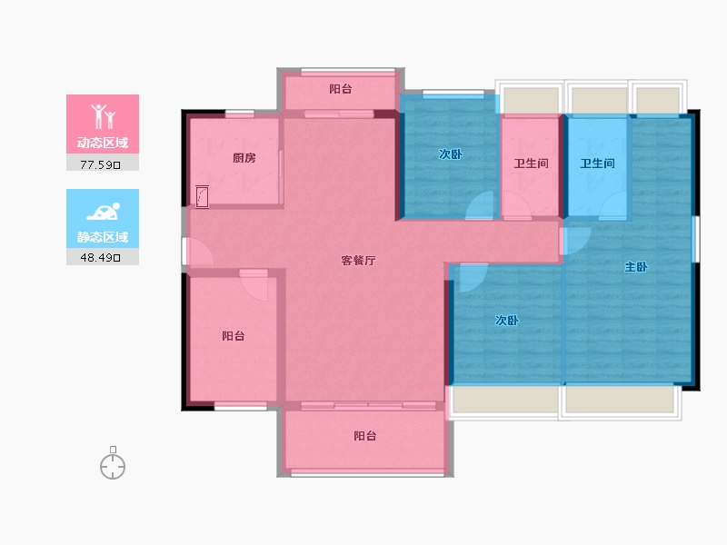 广东省-佛山市-ICC碧桂园三龙汇-113.72-户型库-动静分区