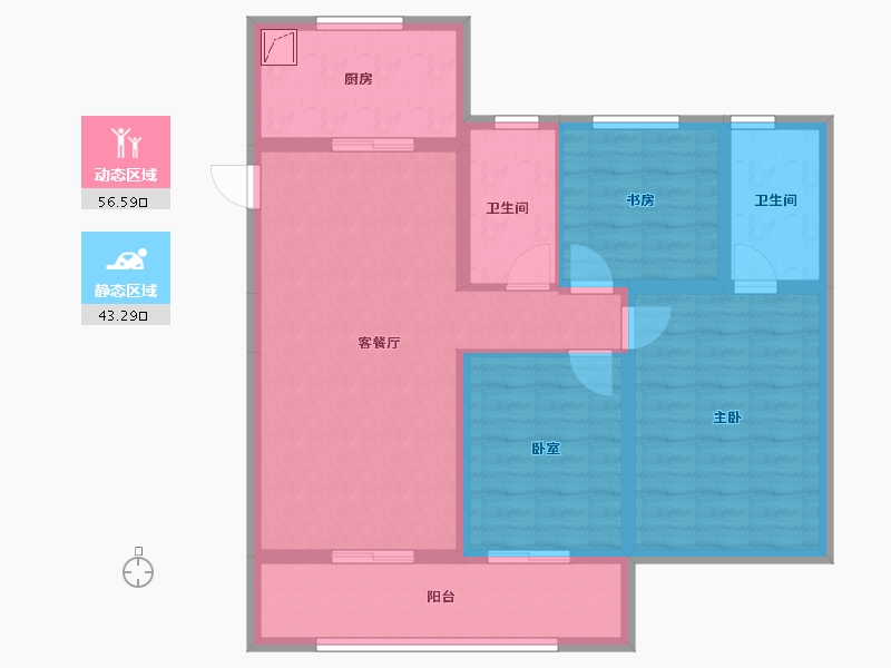 山西省-太原市-融信·时光之城-88.56-户型库-动静分区