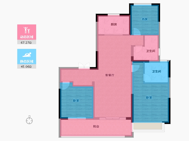 江苏省-常州市-旭辉铂悦天宁-100.80-户型库-动静分区