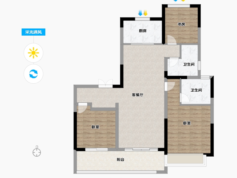 江苏省-常州市-旭辉铂悦天宁-100.80-户型库-采光通风