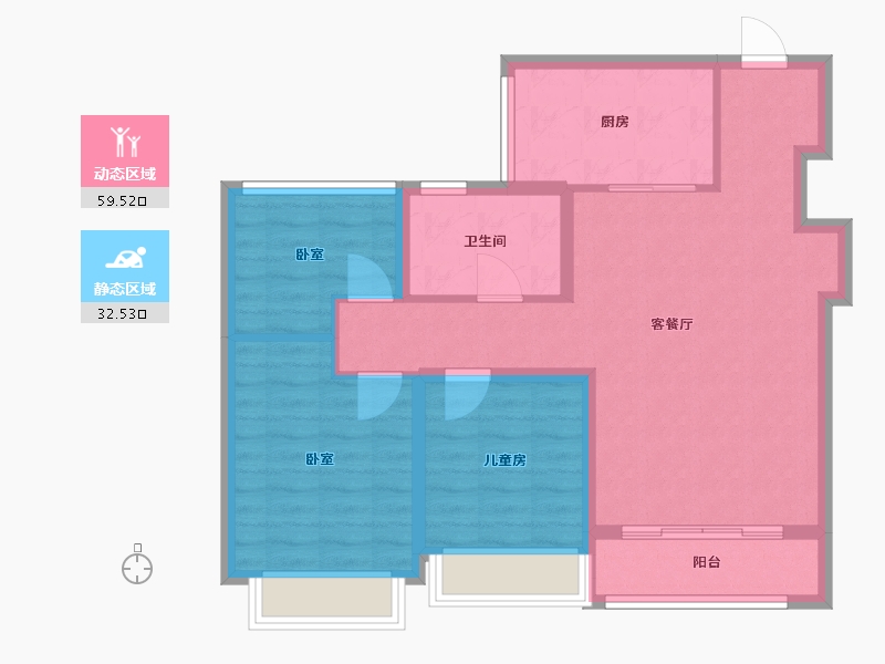 黑龙江省-哈尔滨市-融创四季宸阅-82.40-户型库-动静分区