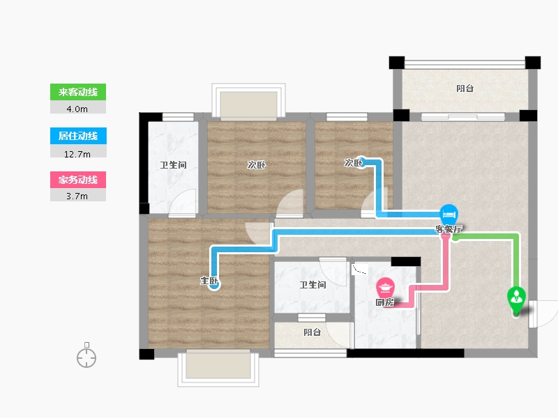 广西壮族自治区-南宁市-国田秋月蓝湾-72.66-户型库-动静线