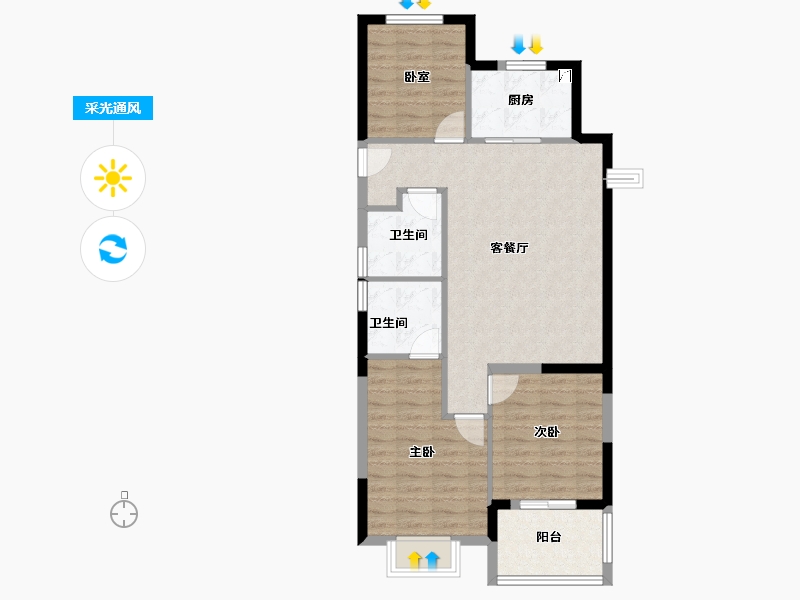 浙江省-杭州市-樾臻府-78.40-户型库-采光通风