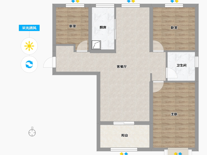 山西省-太原市-碧桂园云顶·云汇-79.56-户型库-采光通风