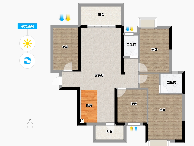 广西壮族自治区-南宁市-阿尔卑斯-102.24-户型库-采光通风