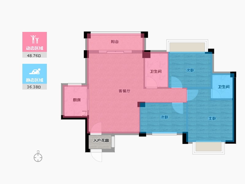 广西壮族自治区-南宁市-国田秋月蓝湾-78.93-户型库-动静分区