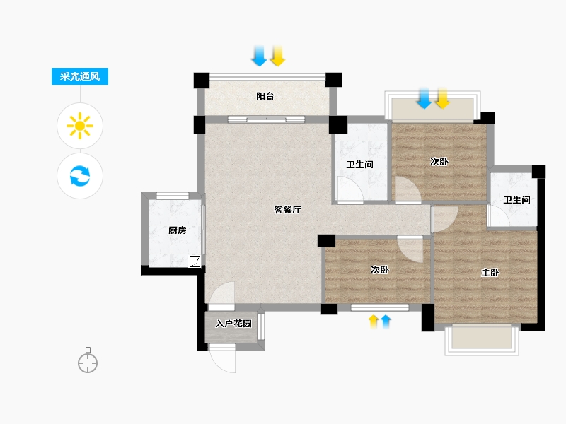 广西壮族自治区-南宁市-国田秋月蓝湾-78.93-户型库-采光通风