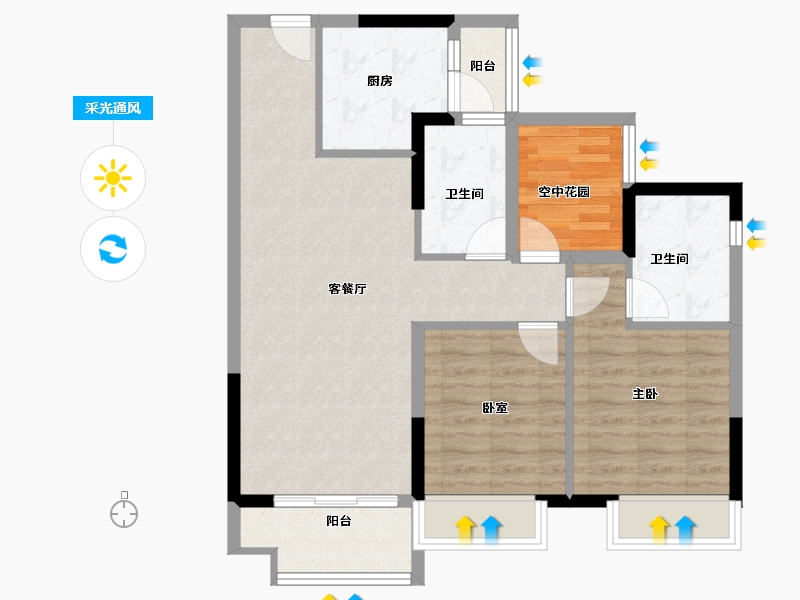 广东省-佛山市-中交白兰春晓-76.96-户型库-采光通风