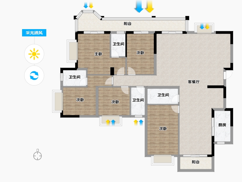 广西壮族自治区-南宁市-汉军冠江台-175.12-户型库-采光通风