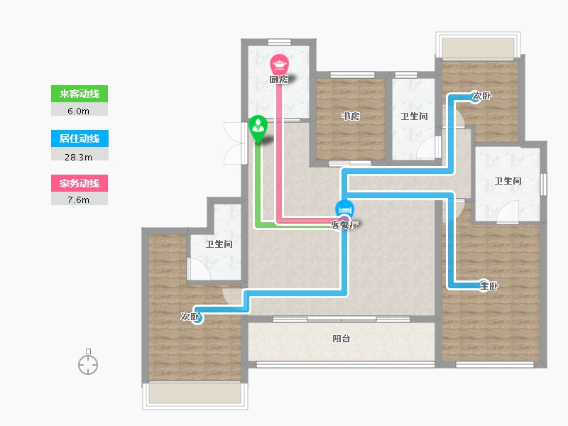 浙江省-杭州市-时代滨江丹枫四季院-132.00-户型库-动静线