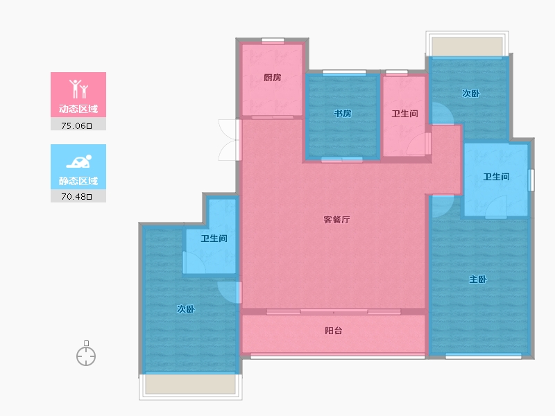 浙江省-杭州市-时代滨江丹枫四季院-132.00-户型库-动静分区