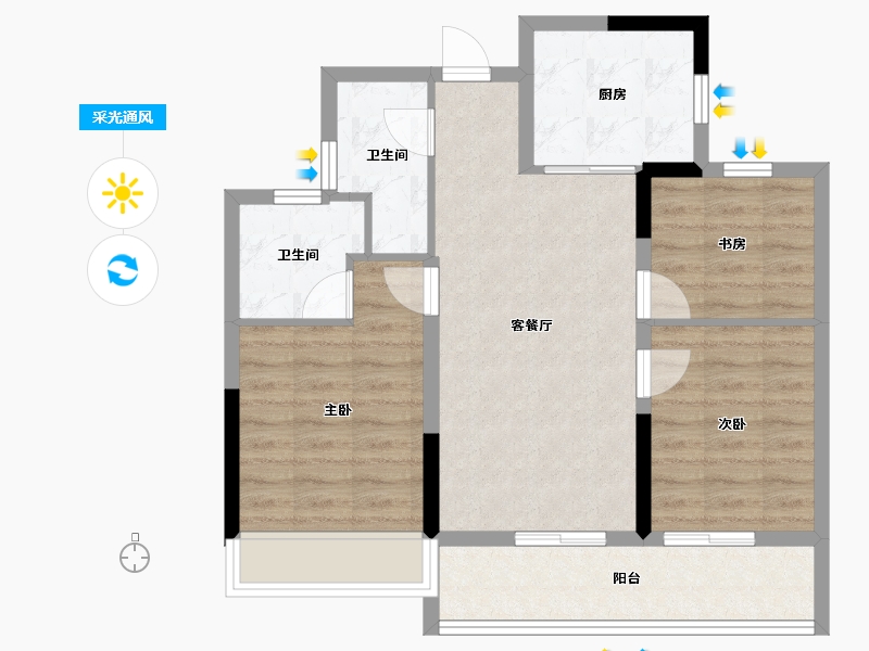 浙江省-杭州市-敏捷星著柏悦府-71.20-户型库-采光通风