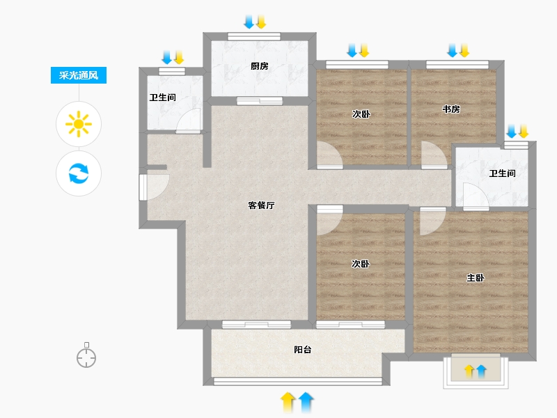 江苏省-常州市-熙悦府-91.16-户型库-采光通风