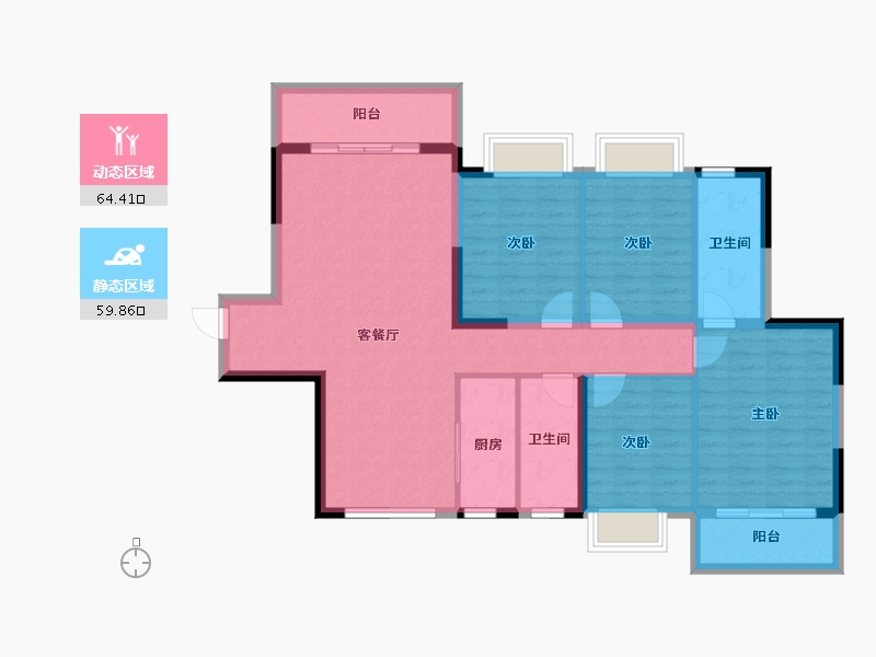 广西壮族自治区-南宁市-汉军冠江台-111.87-户型库-动静分区