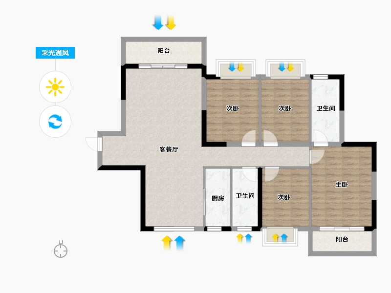 广西壮族自治区-南宁市-汉军冠江台-111.87-户型库-采光通风