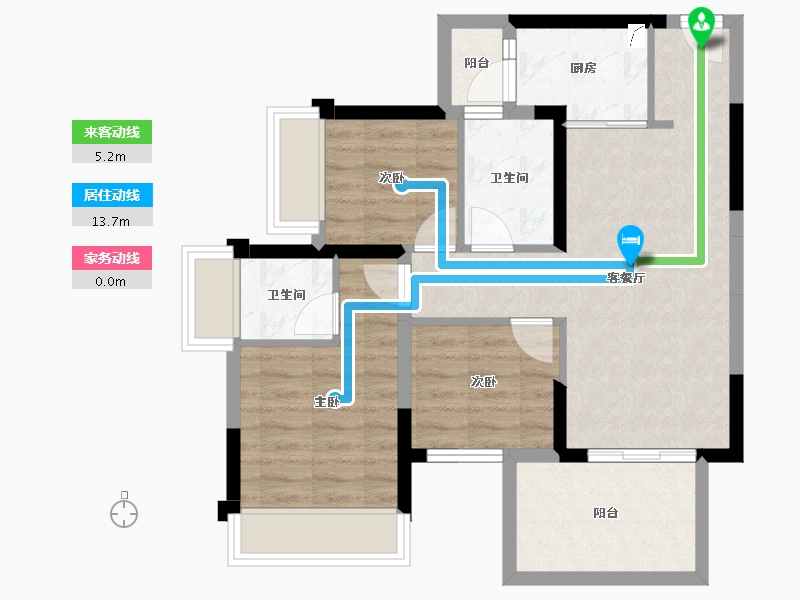 广西壮族自治区-南宁市-天健天境-67.85-户型库-动静线