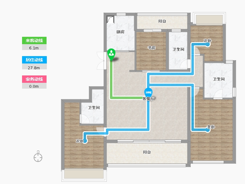 浙江省-杭州市-时代滨江丹枫四季院-132.00-户型库-动静线