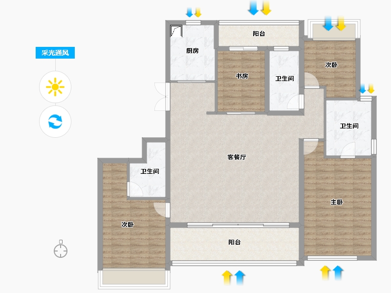 浙江省-杭州市-时代滨江丹枫四季院-132.00-户型库-采光通风