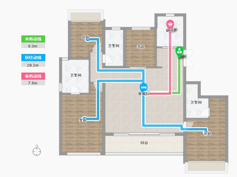 浙江省-杭州市-时代滨江丹枫四季院-132.00-户型库-动静线